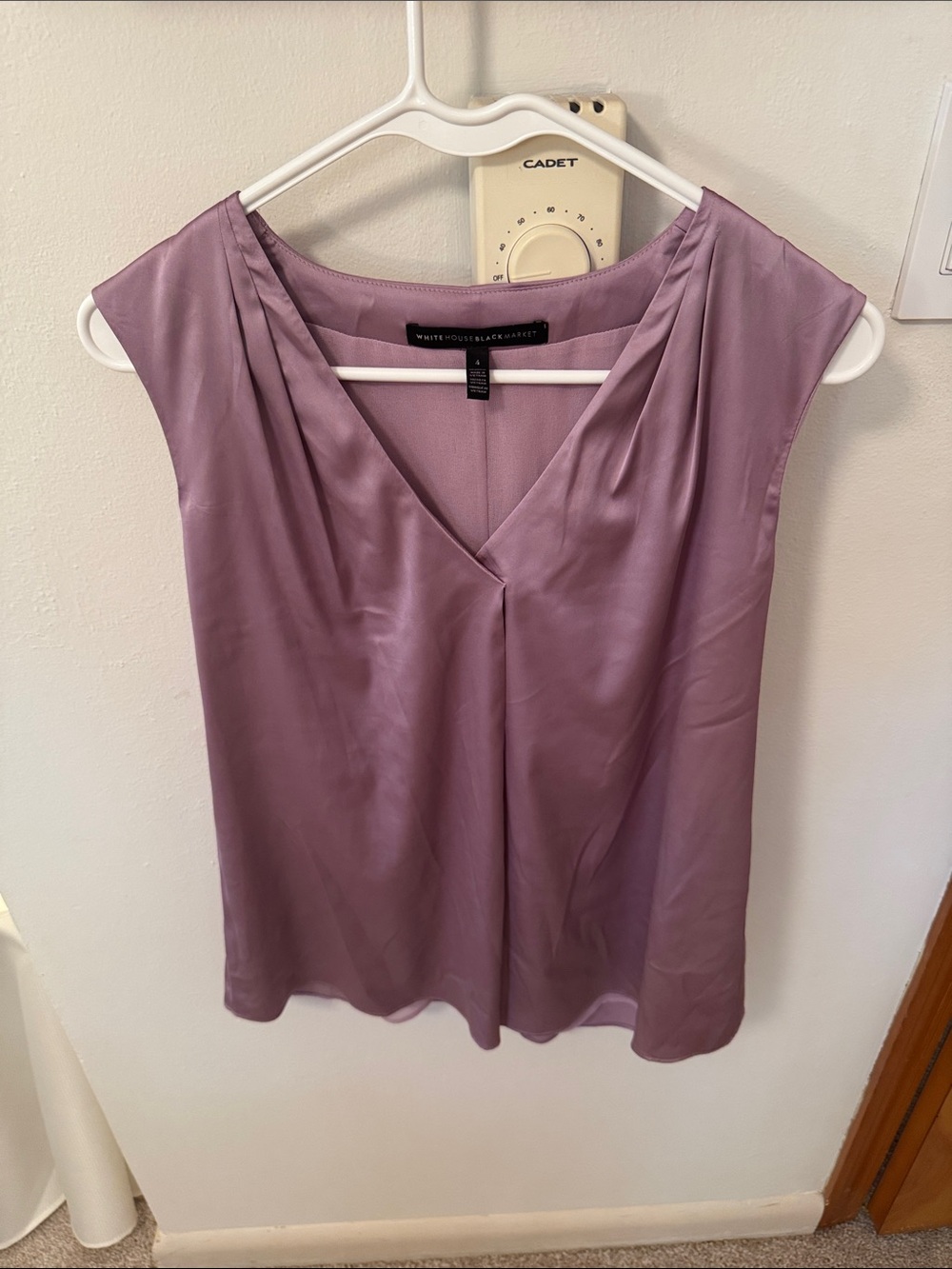 White House Black Market Satin V-Neck Sleeveless Top - Lavender